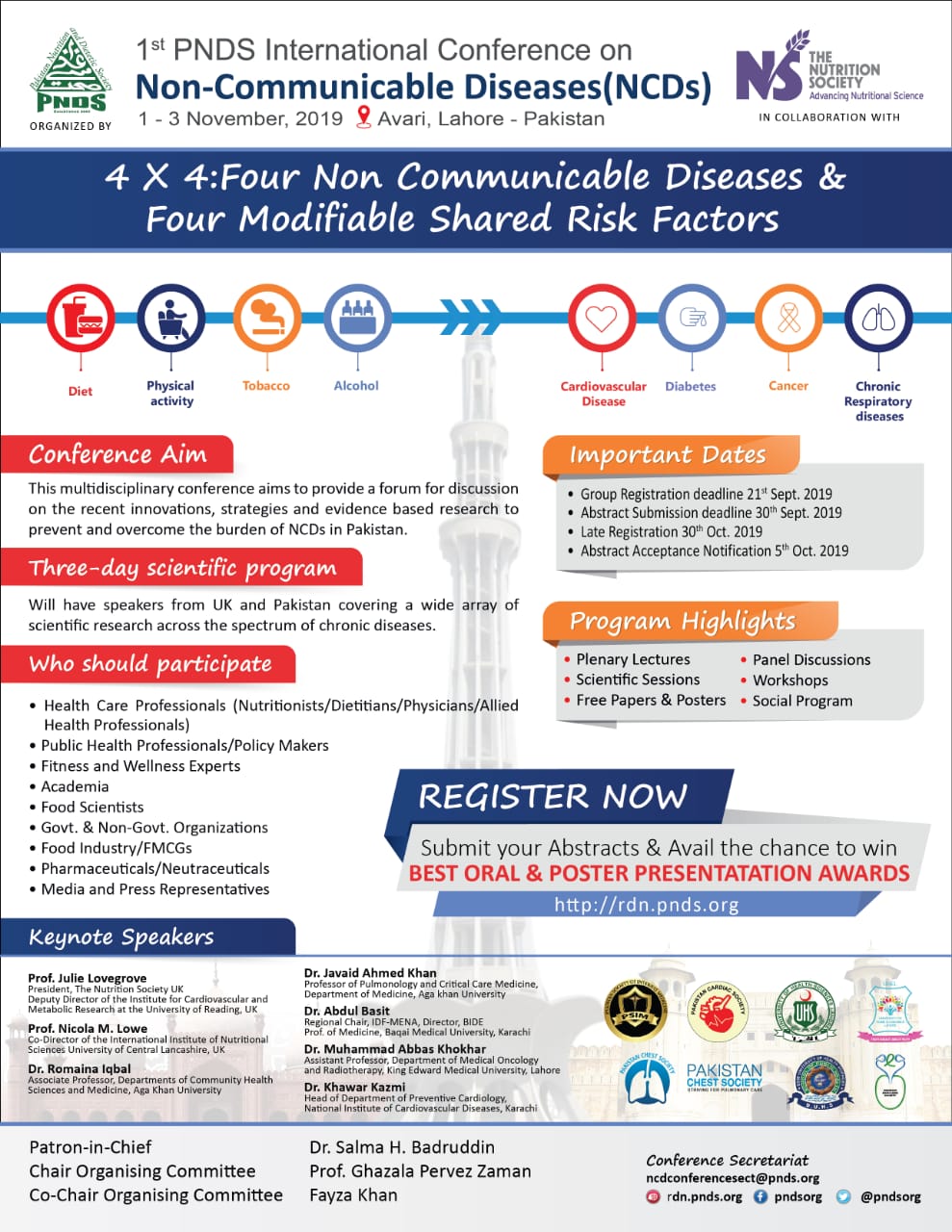 Second Announcement Ist PNDS Conference on NCDs 2019 Lahore Pakistan